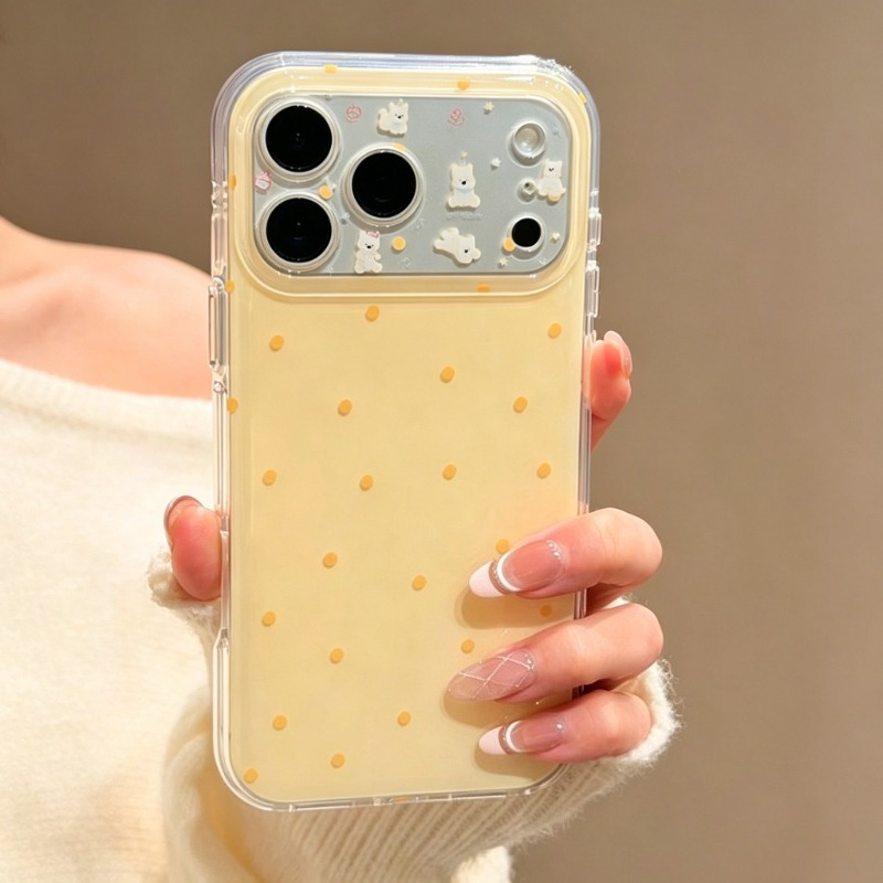 Yellow Phone Accessories - Fashion Cute Yellow Polka Dot Pattern