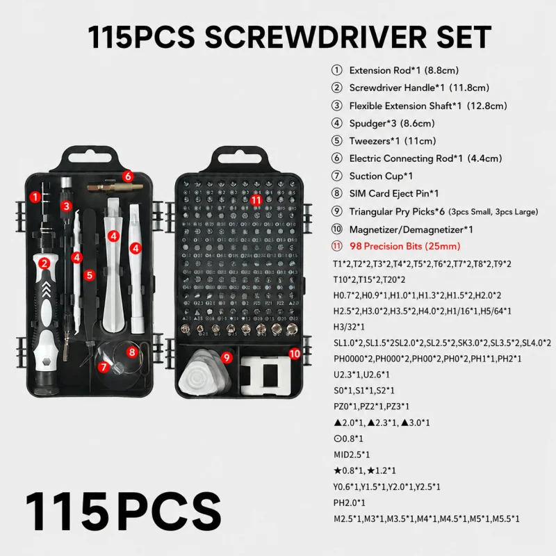 Portable 115in1 Magnetic Screw - Phone Accessories Kit recension och pris